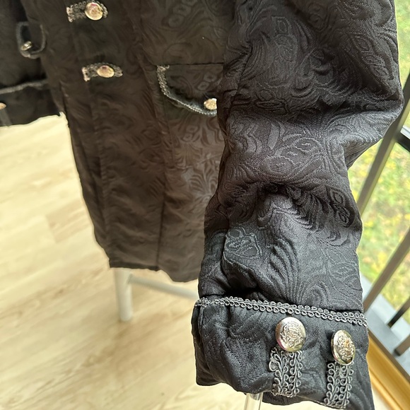 Steampunk Pirate Brocade Black Jacket ~ Men’s S - Picture 12 of 17